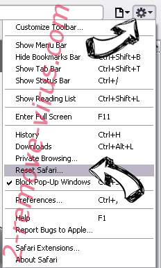 MyBrowserHome.com Safari reset menu