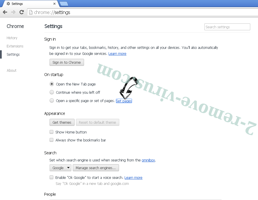 Ariocroft.com virus Chrome settings