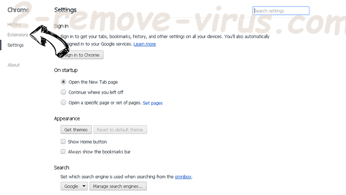 Ariocroft.com virus Chrome settings