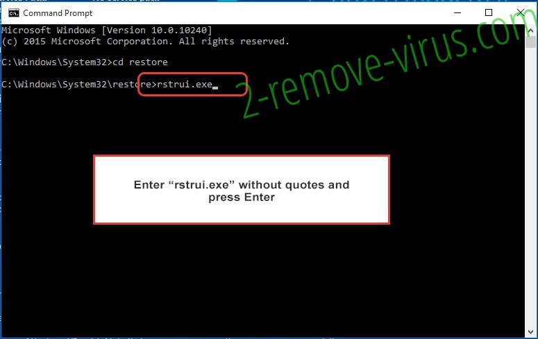 Delete NOOS ransomware - command prompt restore execute