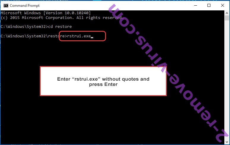 Delete .Scarry file ransomware - command prompt restore execute