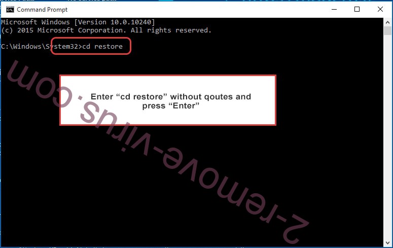Uninstall CypherPy Ransomware - command prompt restore