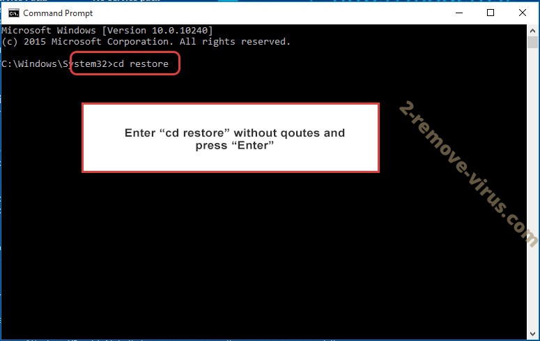 Uninstall Nury ransomware - command prompt restore