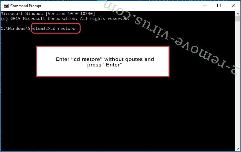Uninstall .Coot file ransomware - command prompt restore