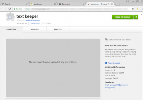 Text Keeper Chrome Extension Removal