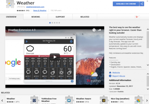 Remove Weather For Chrome Ads