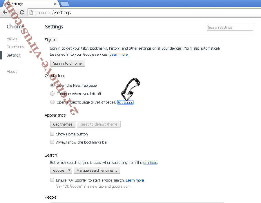 Search.searchbind.net virus Chrome settings