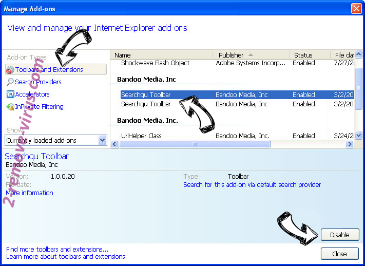 Search.searchbind.net virus IE toolbars and extensions
