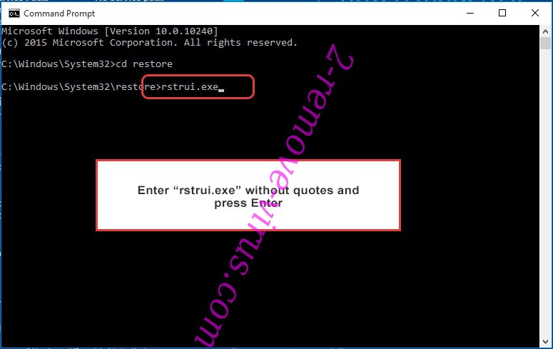 Delete .Corpseworm file ransomware - command prompt restore execute