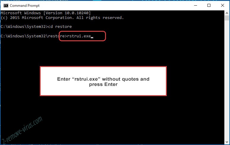 Delete ZEUSSEC1337 Ransomware - command prompt restore execute