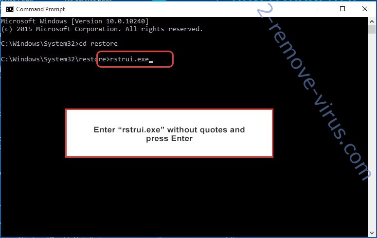 Delete NocryCrypt0r ransomware - command prompt restore execute