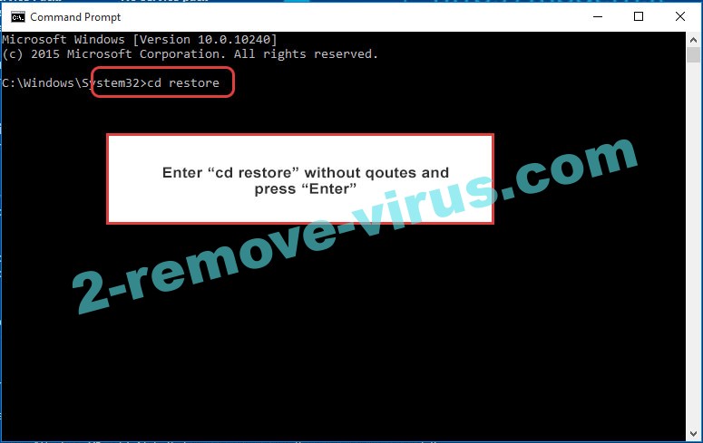 Uninstall Zatp ransomware - command prompt restore