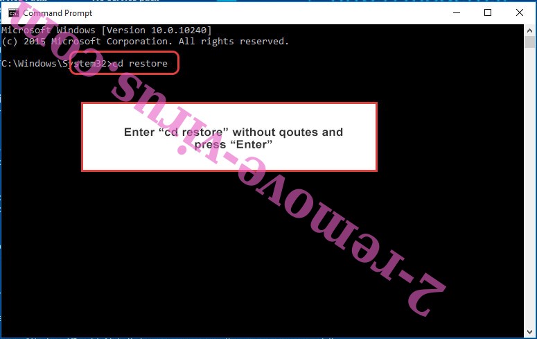 Uninstall ZEUSSEC1337 Ransomware - command prompt restore