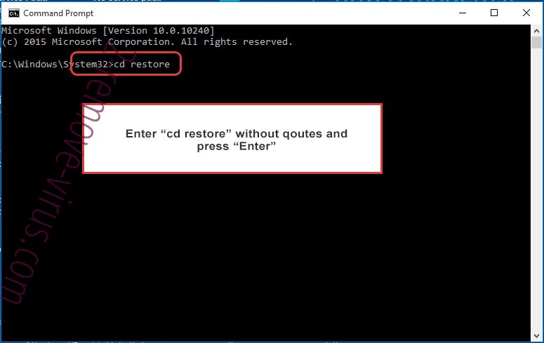 Uninstall Caterpillar ransomware - command prompt restore