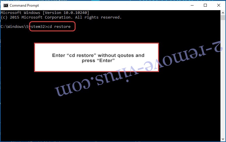 Uninstall .Mapo file ransomware - command prompt restore