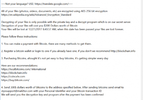 Eliminar Styx Ransomware
