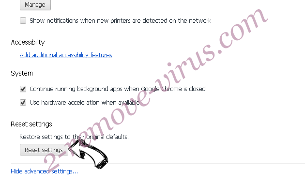 Trovi Search Virus Chrome advanced menu