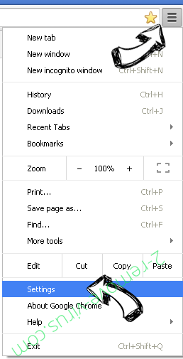 Trovi Search Virus Chrome menu