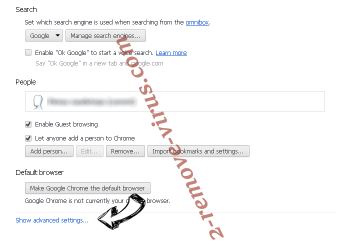Trovi Search Virus Chrome settings more