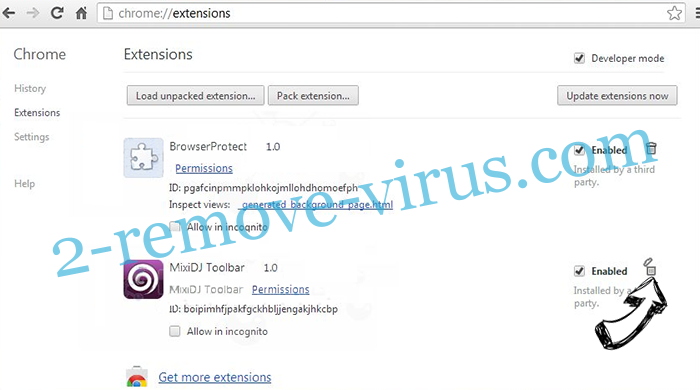 Search.combotab.com Virus Chrome extensions remove