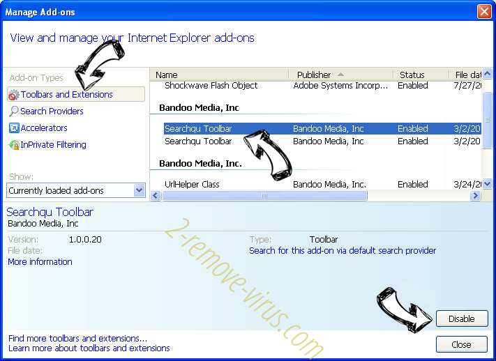 searchwebprivate.co IE toolbars and extensions