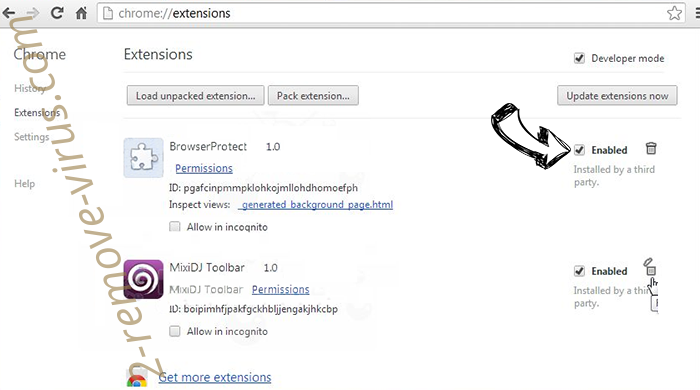 GUCE Virus Chrome extensions disable