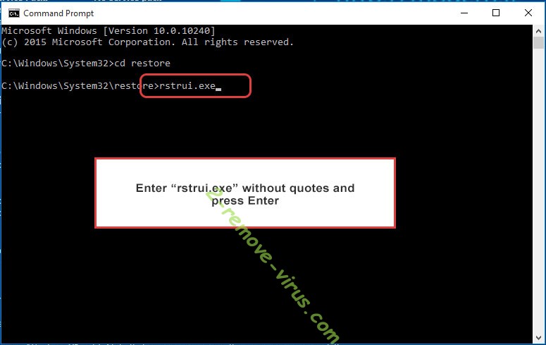 Delete Kcbu ransomware - command prompt restore execute