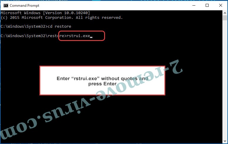 Delete Maos ransomware - command prompt restore execute
