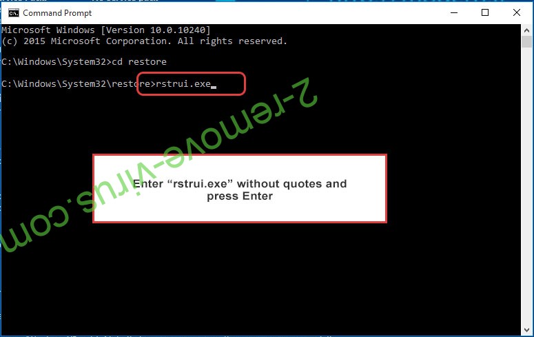 Delete Montserrat ransomware - command prompt restore execute