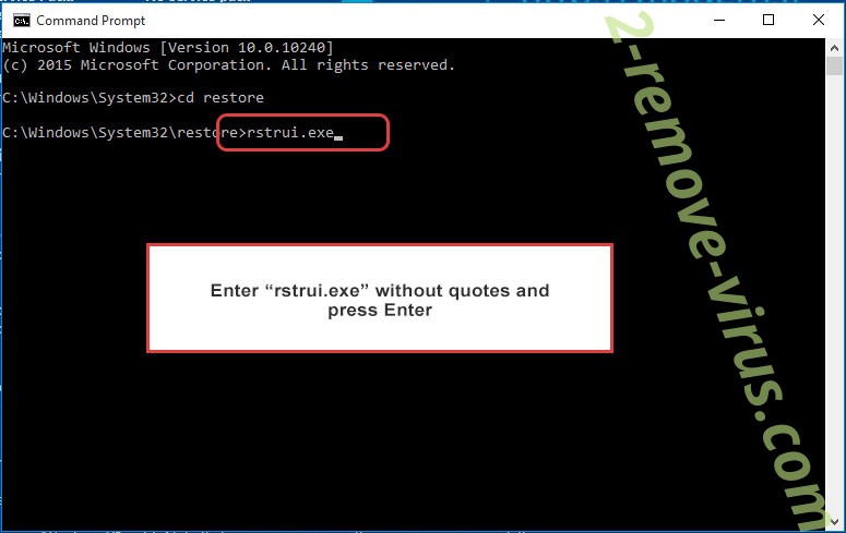 Delete Black Hunt Ransomware - command prompt restore execute