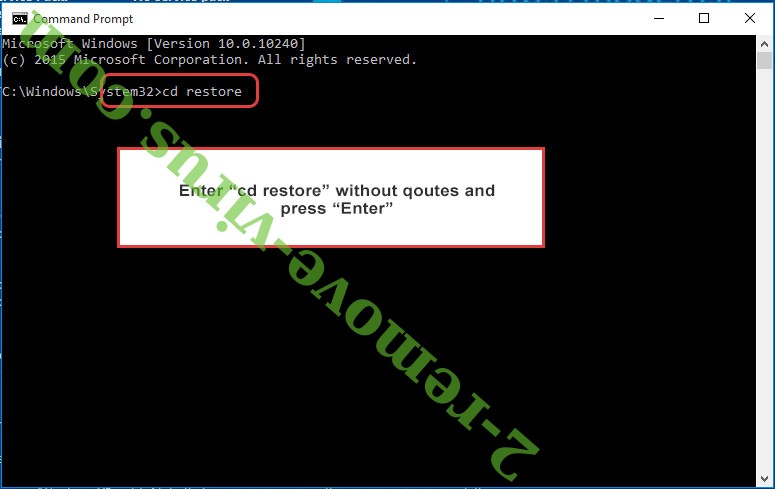 Uninstall Odstranit FilesLocker ransomware v2.0 - command prompt restore