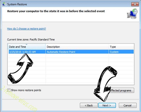 .locked extension virus entfernen - restore point