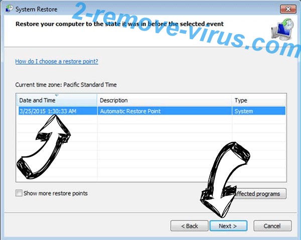 WORMCRYPT0R Virus - restore point