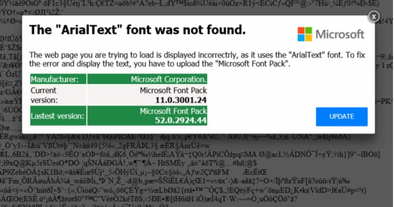 Microsoft Font Pack Was Not Found Scam