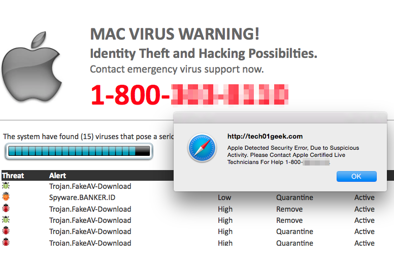 Apple Warning Virus Detected virus
