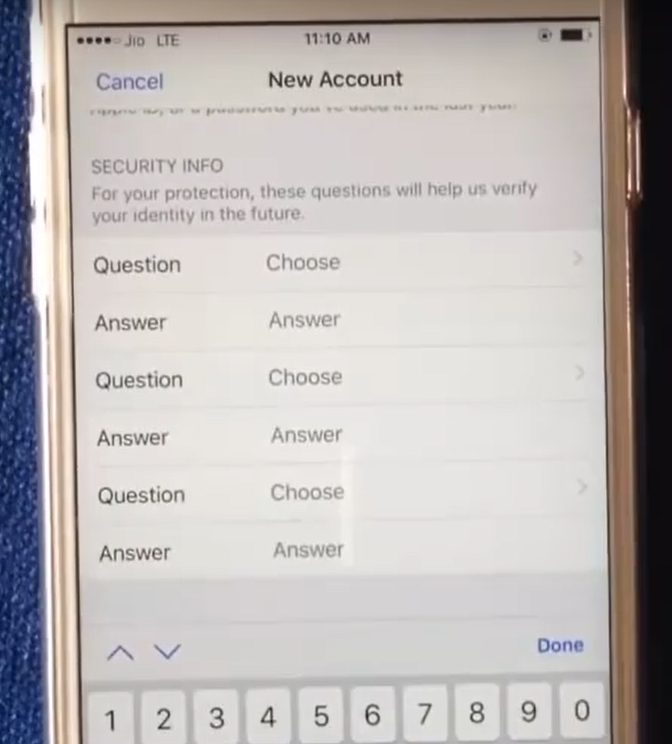 Apple security question