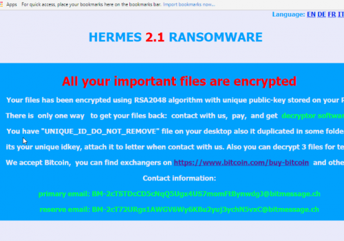 Eliminar Hermes 2.1 ransomware virus