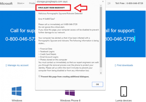 Remove VIRUS ALERT FROM MICROSOFT Scam