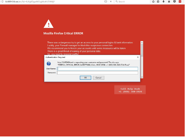 Mozilla Firefox Critical ERROR Virus