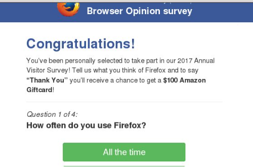 Remove Mozilla Firefox Opinion Poll Fraud Survey