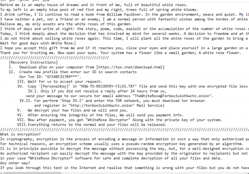 Cómo eliminar WhiteRose ransomware