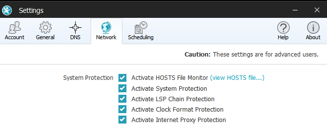 Network and DNS settings