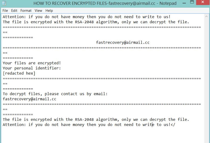 Scarab-FastRecovery Ransomware