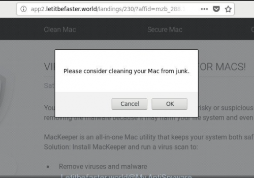 Rimuovere Letitbefaster.world virus