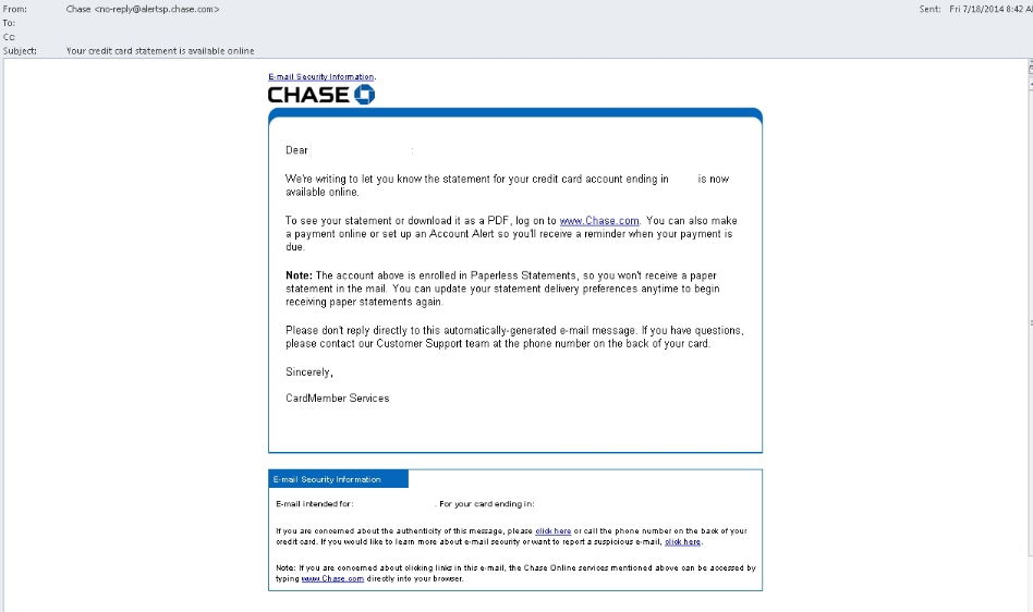 JPMorgan Chase Email Virus