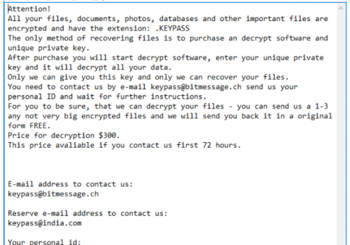 Eliminar KEYPASS Ransomware