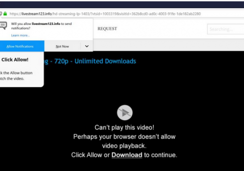 Rimuovere Livestream123.info