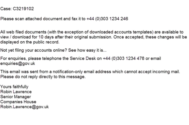 Companies House Email Virus