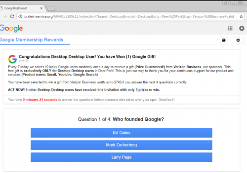 Remove Google Prize scam