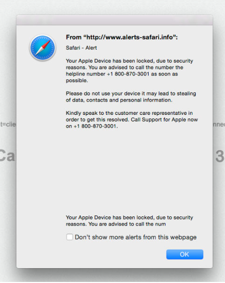 Apple Support Alert POP-UP Scam